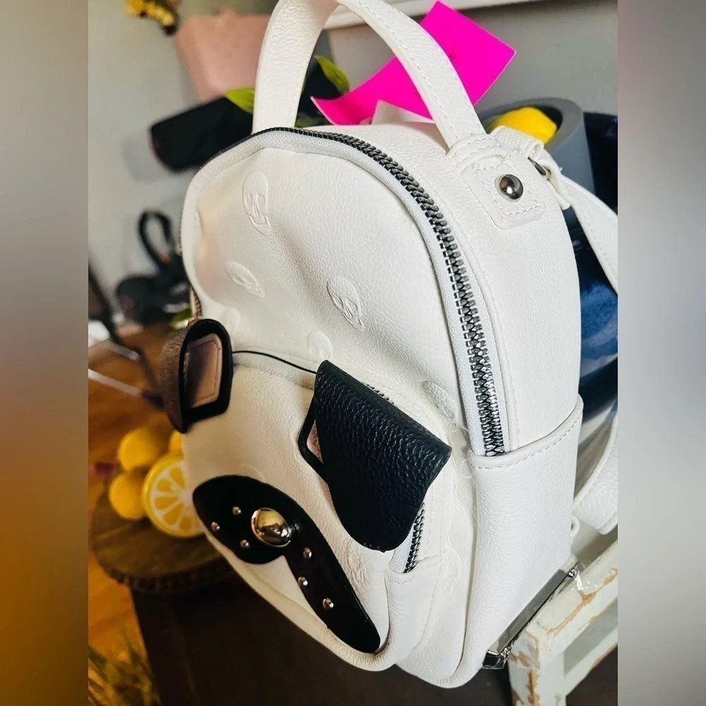 Betsey Johnson Pug Dog Mini Backpack Cream & Black | 3D Ears | NWT